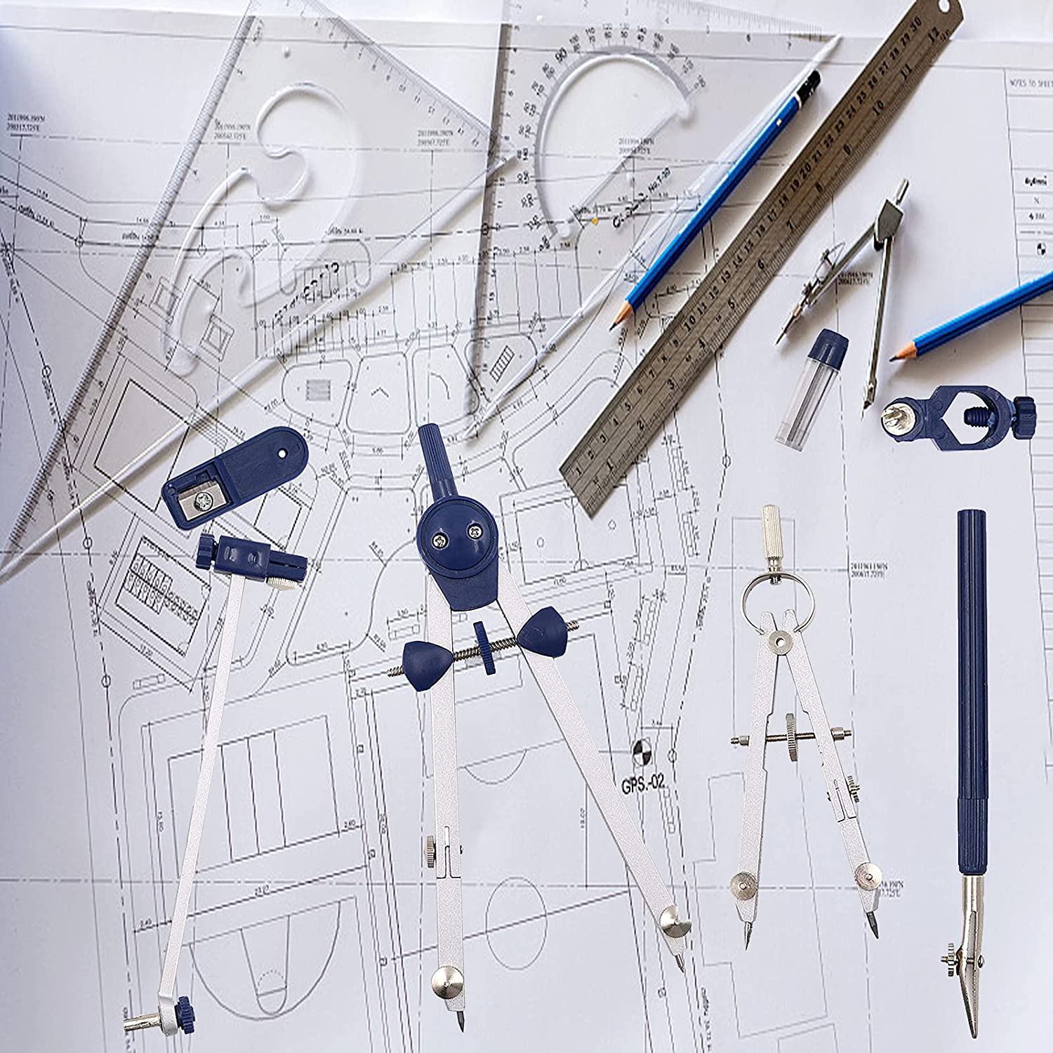 Math Geometry Set With Compass - A46M-9Pc Drafting Compass For Geometry Set