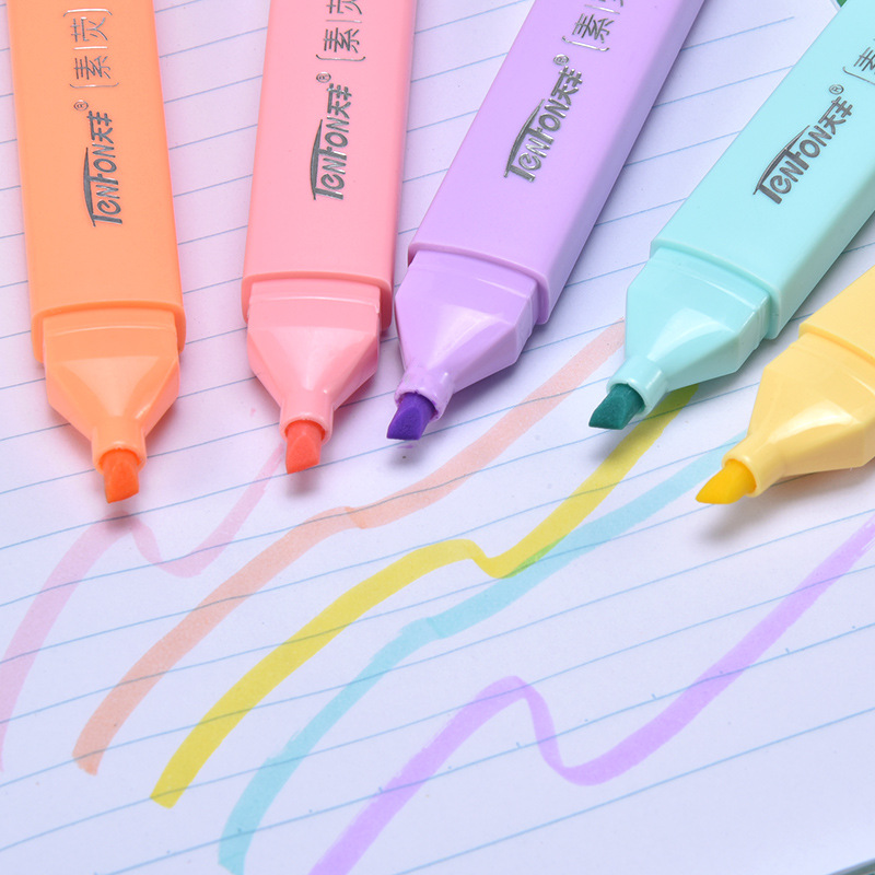 6 Pcs/set Flat Shape Pale Colo - Pastel Highlighter Set Double Ended review and price