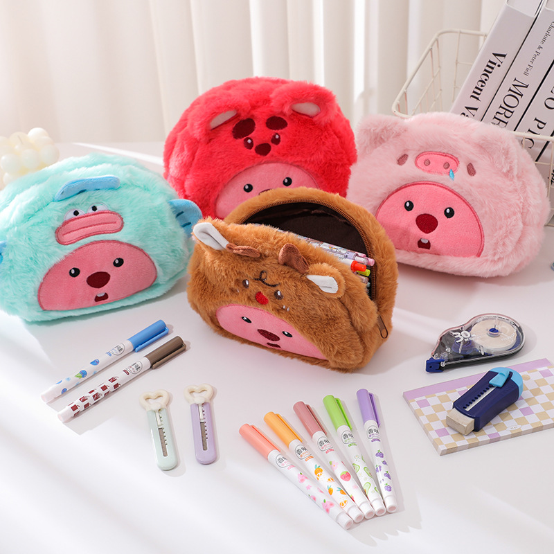 Cartoon Plush Pencil Bag Stude - School Supplies review and price